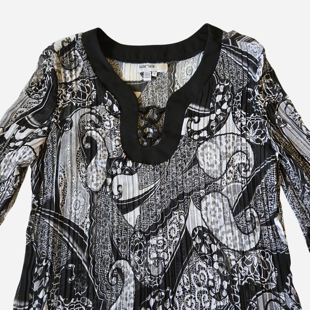 VTG 90s, y2k black paisley beach cover up with bell sleeves / LG 12 / swim beach - Picture 3 of 7